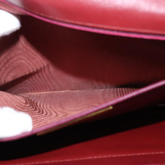 CARTIER Must Line Shoulder Bag Leather Bordeaux Gold Auth bs29536