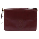 CARTIER Must Line Shoulder Bag Leather Bordeaux Gold Auth bs29536-13
