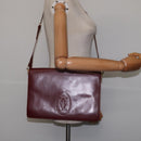 CARTIER Must Line Shoulder Bag Leather Bordeaux Gold Auth bs29536-21
