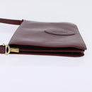 CARTIER Must Line Shoulder Bag Leather Bordeaux Gold Auth bs29536-3
