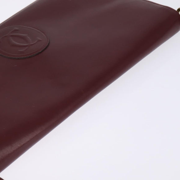 CARTIER Must Line Shoulder Bag Leather Bordeaux Gold Auth bs29536
