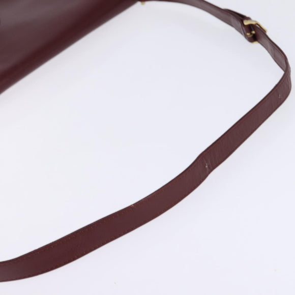 CARTIER Must Line Shoulder Bag Leather Bordeaux Gold Auth bs29536