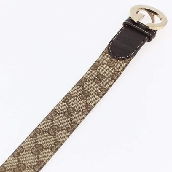 GUCCI GG Canvas Belt 33.5""-37.4"" Beige Auth bs29540