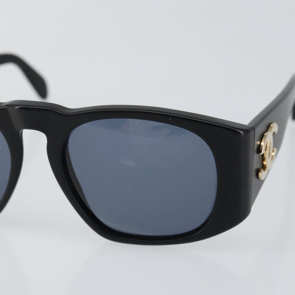 CHANEL COCO Mark Sunglasses plastic Black CC Auth bs29543V
