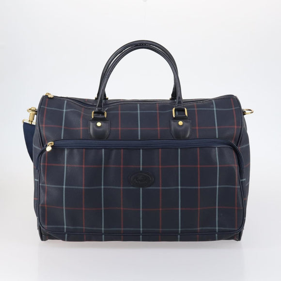 Burberrys Boston Bag PVC Canvas 2 Set Navy Green Auth bs29550