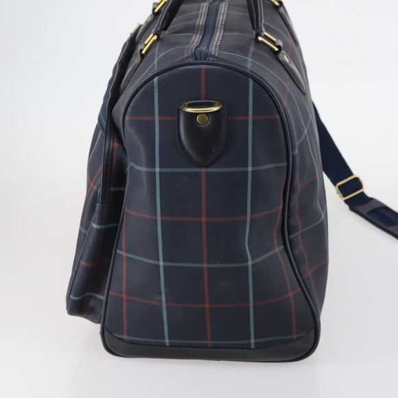 Burberrys Boston Bag PVC Canvas 2 Set Navy Green Auth bs29550