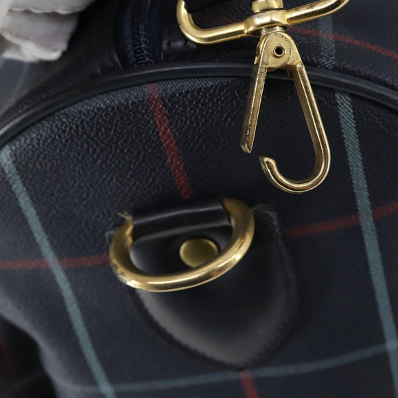 Burberrys Boston Bag PVC Canvas 2 Set Navy Green Auth bs29550