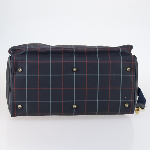 Burberrys Boston Bag PVC Canvas 2 Set Navy Green Auth bs29550