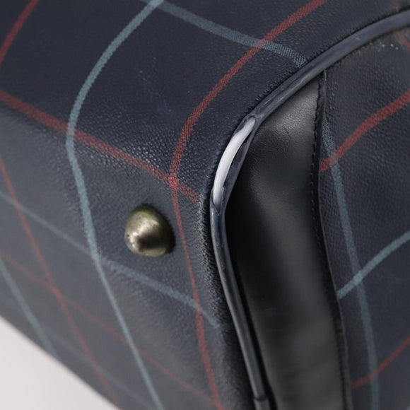 Burberrys Boston Bag PVC Canvas 2 Set Navy Green Auth bs29550