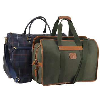 Burberrys Boston Bag PVC Canvas 2 Set Navy Green Auth bs29550