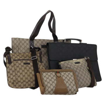 GUCCI GG Canvas Shoulder Bag PVC nylon 5Set Black Beige Brown Auth bs29551