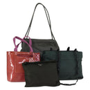 PRADA Shoulder Bag Nylon Enamel 4Set Pink Khaki Green Auth bs29552-1