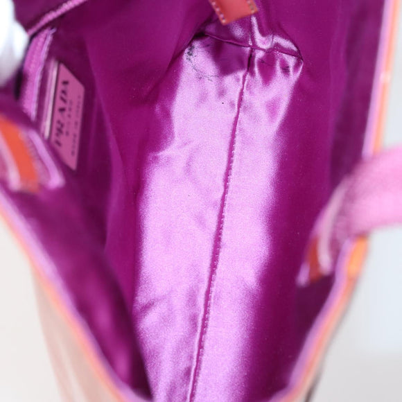 PRADA Shoulder Bag Nylon Enamel 4Set Pink Khaki Green Auth bs29552