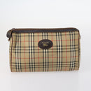 Burberrys Nova Check Bag Leather Canvas 7Set Beige Black Navy Auth bs29553-17