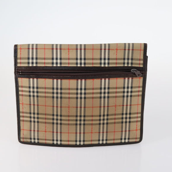 Burberrys Nova Check Bag Leather Canvas 7Set Beige Black Navy Auth bs29553