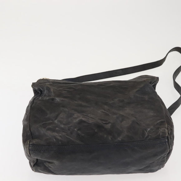 GIVENCHY Pandora Hand Bag Leather 2way Black Gold Auth bs29556