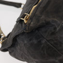 GIVENCHY Pandora Hand Bag Leather 2way Black Gold Auth bs29556-12