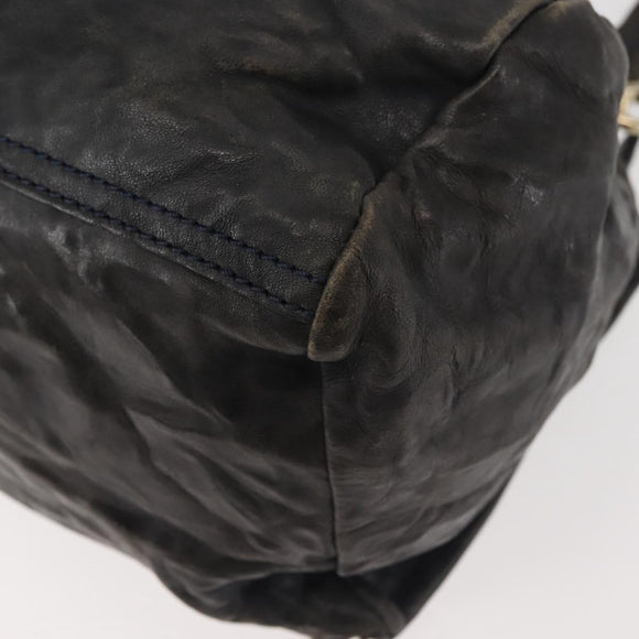 GIVENCHY Pandora Hand Bag Leather 2way Black Gold Auth bs29556