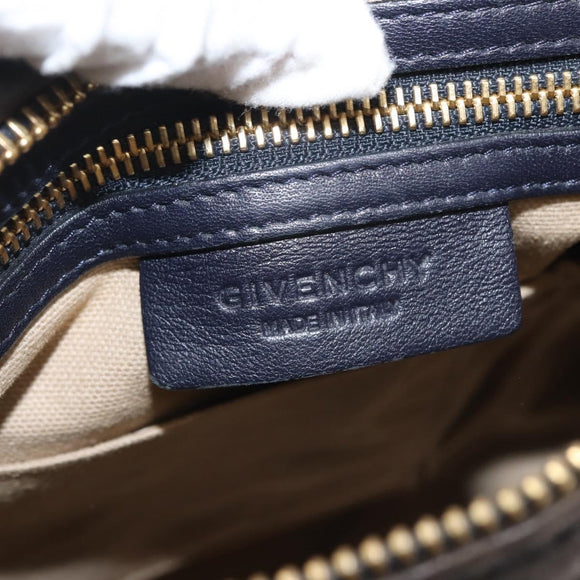 GIVENCHY Pandora Hand Bag Leather 2way Black Gold Auth bs29556