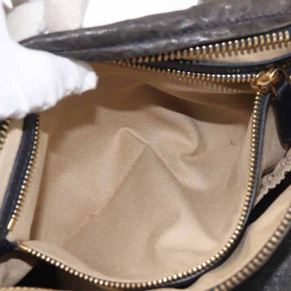 GIVENCHY Pandora Hand Bag Leather 2way Black Gold Auth bs29556