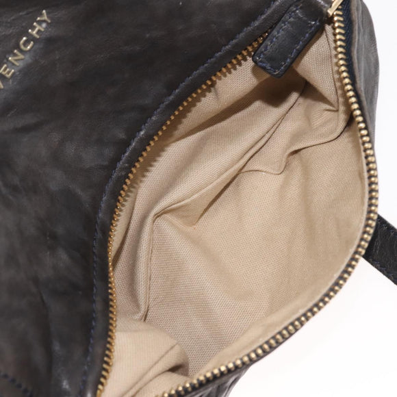 GIVENCHY Pandora Hand Bag Leather 2way Black Gold Auth bs29556