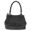 GIVENCHY Pandora Hand Bag Leather 2way Black Gold Auth bs29556-3