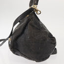 GIVENCHY Pandora Hand Bag Leather 2way Black Gold Auth bs29556-4
