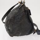 GIVENCHY Pandora Hand Bag Leather 2way Black Gold Auth bs29556-5