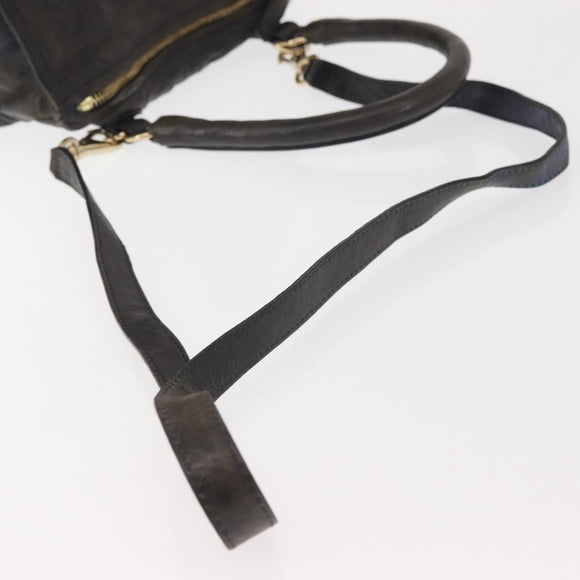 GIVENCHY Pandora Hand Bag Leather 2way Black Gold Auth bs29556