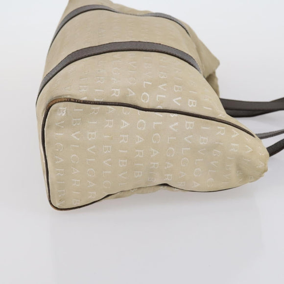 BVLGARI Logo Mania Hand Bag Canvas 2 Set Beige Brown Auth bs29563
