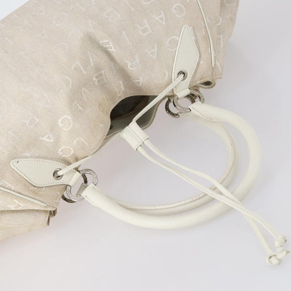 BVLGARI Logo Mania Hand Bag Canvas 2 Set Beige Brown Auth bs29563