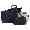 Salvatore Ferragamo Bag Leather Canvas 4Set Beige Black Navy Auth bs29564-1
