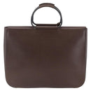 GUCCI Hand Bag Leather Brown Silver Auth bs29572-3