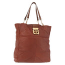 Chloe Tote Bag Leather Brown Gold Auth bs29573-1