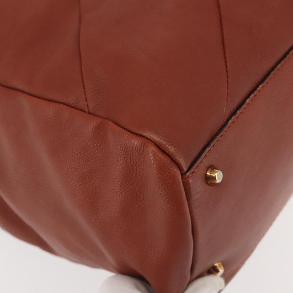 Chloe Tote Bag Leather Brown Gold Auth bs29573