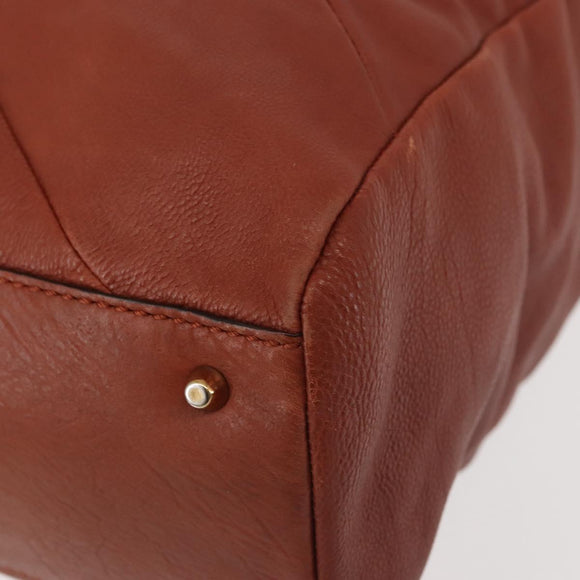 Chloe Tote Bag Leather Brown Gold Auth bs29573