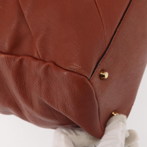 Chloe Tote Bag Leather Brown Gold Auth bs29573