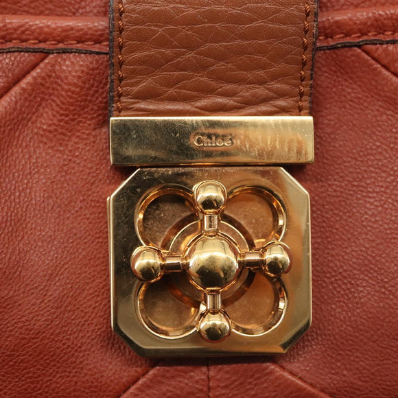 Chloe Tote Bag Leather Brown Gold Auth bs29573