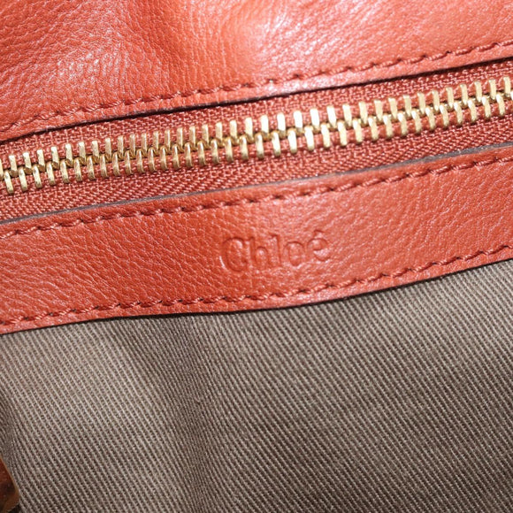 Chloe Tote Bag Leather Brown Gold Auth bs29573