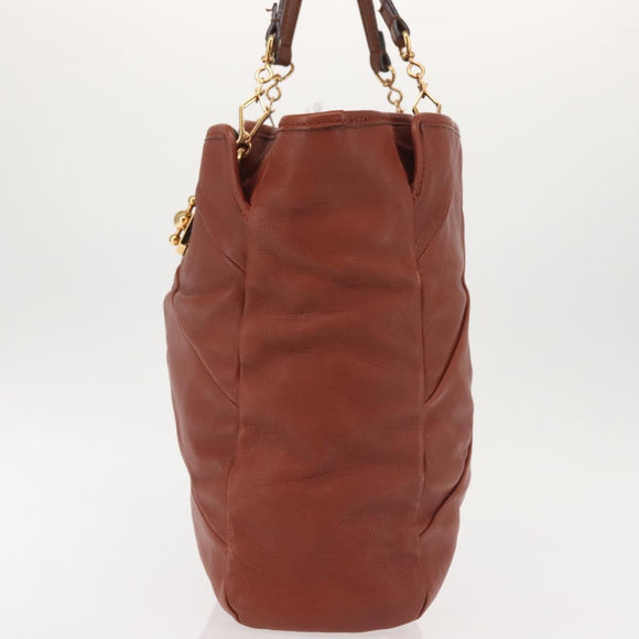 Chloe Tote Bag Leather Brown Gold Auth bs29573