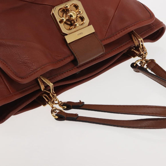 Chloe Tote Bag Leather Brown Gold Auth bs29573