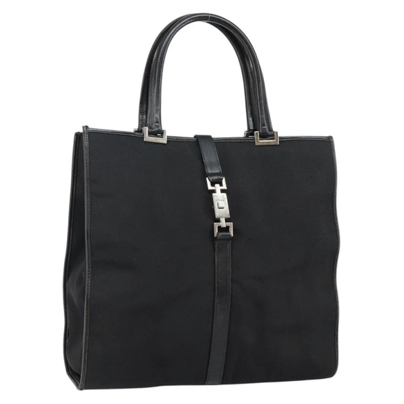 GUCCI Jackie Tote Bag Nylon Black Silver 002 1064 3444 Auth bs29574
