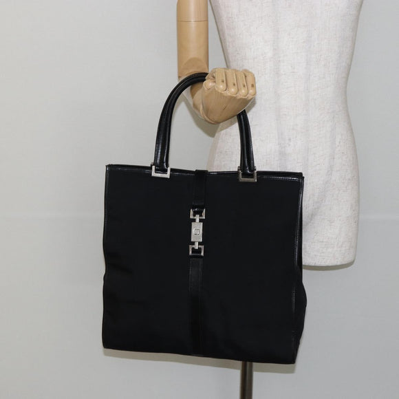 GUCCI Jackie Tote Bag Nylon Black Silver 002 1064 3444 Auth bs29574