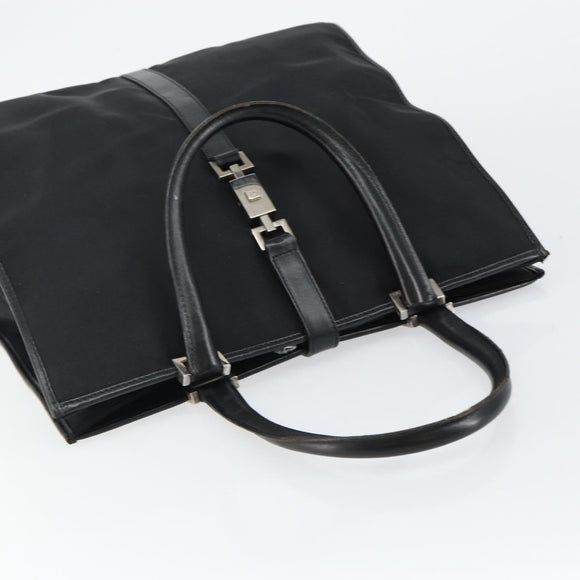 GUCCI Jackie Tote Bag Nylon Black Silver 002 1064 3444 Auth bs29574