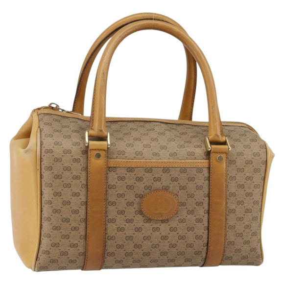 GUCCI Micro GG Supreme Mini Boston Bag PVC Beige Gold Auth bs29576