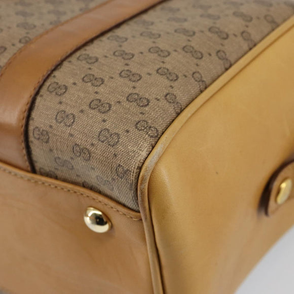 GUCCI Micro GG Supreme Mini Boston Bag PVC Beige Gold Auth bs29576