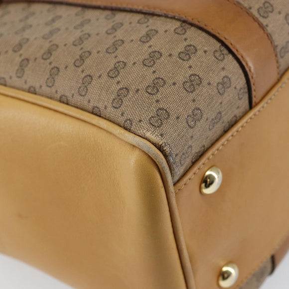 GUCCI Micro GG Supreme Mini Boston Bag PVC Beige Gold Auth bs29576