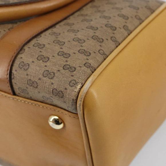 GUCCI Micro GG Supreme Mini Boston Bag PVC Beige Gold Auth bs29576