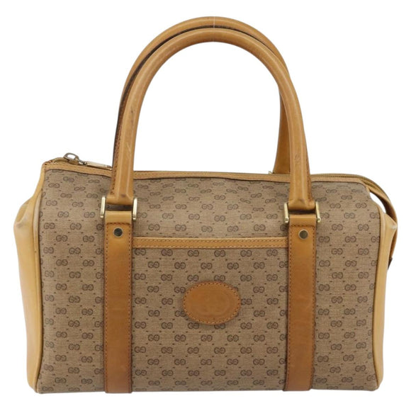 GUCCI Micro GG Supreme Mini Boston Bag PVC Beige Gold Auth bs29576