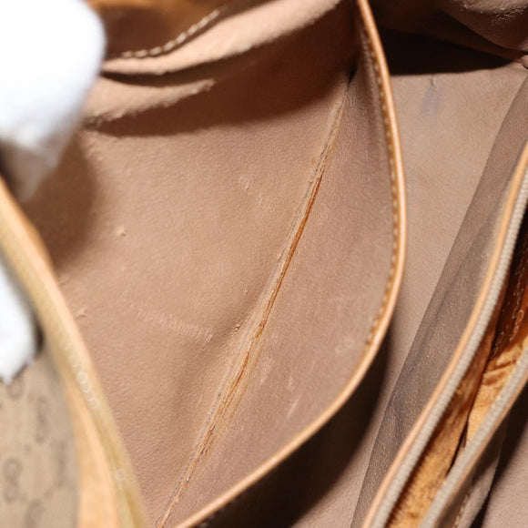 GUCCI Micro GG Supreme Mini Boston Bag PVC Beige Gold Auth bs29576